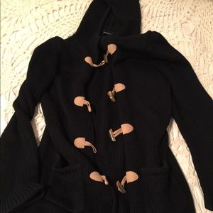 Long hooded sweater jacket